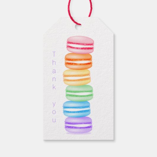 Topsy turvy regenboog macarons dank u cadeaulabel (Achterkant)