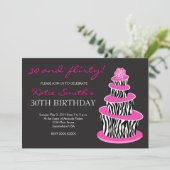 Topsy Turvy Zebra Cake Birthday-uitnodiging Kaart (Staand voorkant)