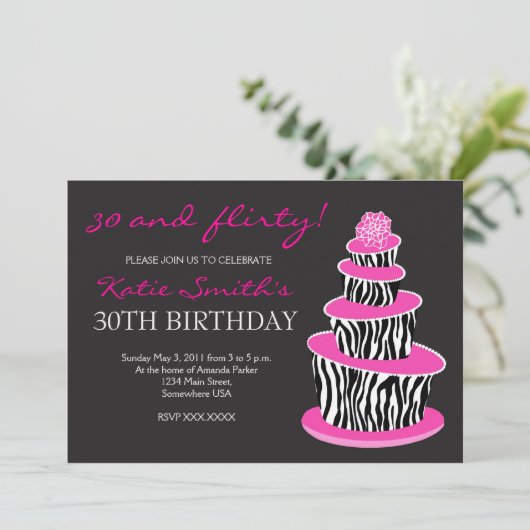 Topsy Turvy Zebra Cake Birthday-uitnodiging Kaart (Staand voorkant)