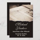 Torah Elegant Hebrew Bar Mitzvah Uitnodiging (Voorkant / Achterkant)