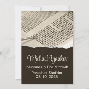 Torah Parshah Quote Hebrew Bar Mitzvah Uitnodiging