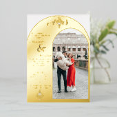 Torch Crest, Gold Silver Arch Photo Luxury Wedding Folie Uitnodiging (Staand Voorkant)