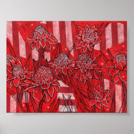 Torch Ginger Lily, Tropische Floral Kunst Poster