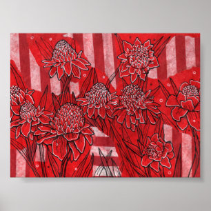 Torch Ginger Lily, Tropische Floral Kunst Poster
