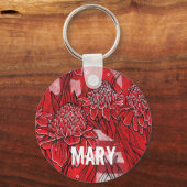 Torch Ginger Lily, Tropische Floral Kunst Sleutelhanger (Voorkant)