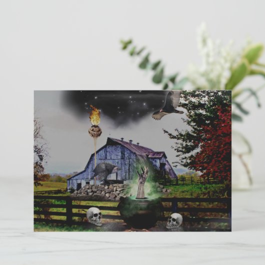 *~* Torch Hand Skulls HALLOWEEN CARD (Staand voorkant)