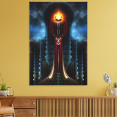 Torch Stone Tower Fractal Art Wrapped Canvas Print (Insitu (Woonkamer))