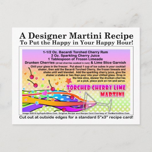 Torched Cherry Limoen Martini Recipe Briefkaart (Voorkant)