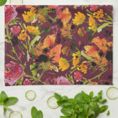 Torchon à main peinte à l'encre florale (Plié)