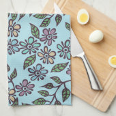 Torchon à thé bleu clair floral avec pastel multic (Quart Plié)