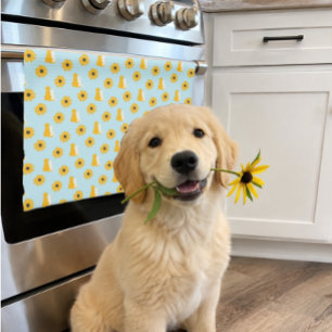 Torchon à vaisselle Chiens et Rudbeckias