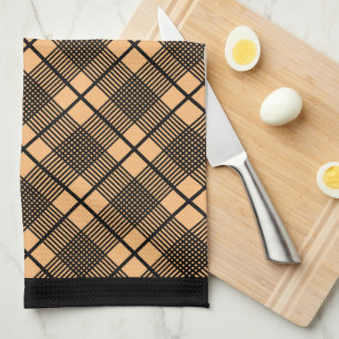 Torchon de cuisine à carreaux horizontaux noir sur