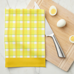 Torchon de cuisine à carreaux jaunes et dorés avec