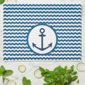 Torchon de cuisine à l'ancre de navigation bleue (Plié)