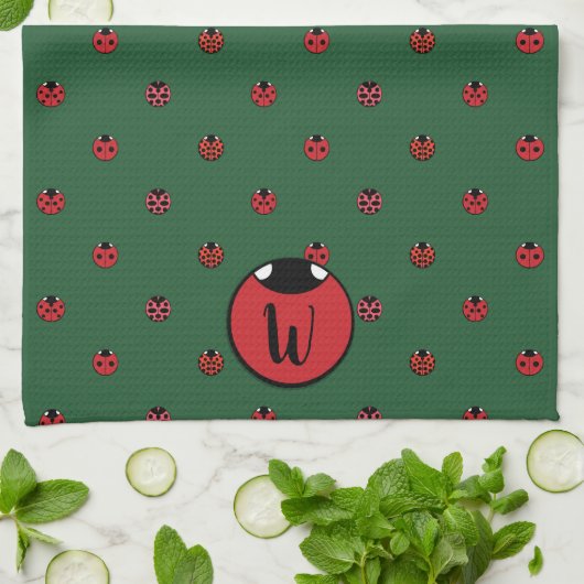 Torchon de cuisine à pois ladybug (Plié)