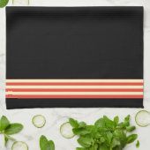 Torchon de cuisine à rayure noire et rouge (Plié)
