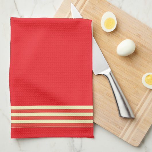 Torchon de cuisine à rayure rouge et blanche (Quart Plié)