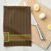 Torchon de cuisine à rayures citron vert et chocol (Quart Plié)