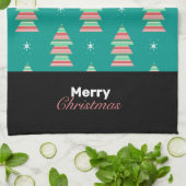 Torchon de cuisine à rayures d'arbre de Noël joyeu (Plié)