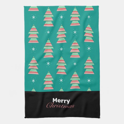 Torchon de cuisine à rayures d'arbre de Noël joyeu (Vertical)