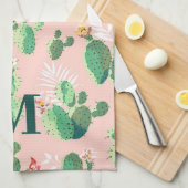 Torchon de cuisine à thème cactus avec initiale (Quart Plié)