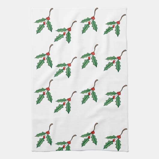 Torchon de cuisine au houx de Noël  (Vertical)