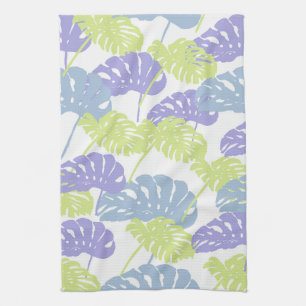 Torchon de cuisine aux feuilles de Monstera pastel