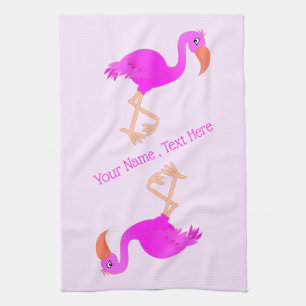 Torchon de cuisine aux flamants roses Texte person