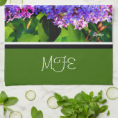 Torchon de cuisine aux lilas fleuris de printemps (Plié)