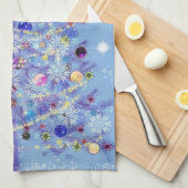 Torchon de cuisine avec arbre de Noël décoré (Quart Plié)