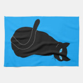 Torchon de cuisine avec chat noir (Horizontal)