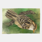 Torchon de cuisine avec moineau (Horizontal)