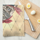 Torchon de cuisine Blackface le Pug Pirate (Quart Plié)