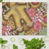 Torchon de cuisine cadeau biscuits de Noël au ging (Plié)