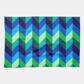 Torchon de cuisine chevrons ombrés bleu vert (Horizontal)