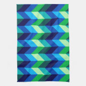 Torchon de cuisine chevrons ombrés bleu vert (Vertical)