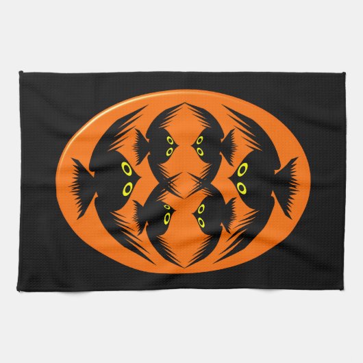 Torchon de cuisine corbeaux d'Halloween (Horizontal)