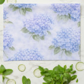 Torchon de cuisine côtier à l'aquarelle Hydrangea  (Plié)