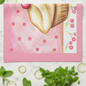 Torchon de cuisine Cupcake Cerise  (Plié)