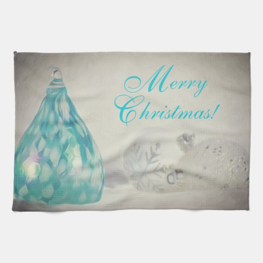 Torchon de cuisine de Noël Aqua Tones (Horizontal)