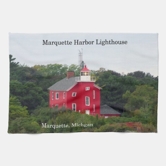 Torchon de cuisine du phare de Marquette Harbor (Horizontal)