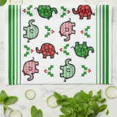 Torchon de cuisine éléphant de Noël (Plié)