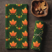 Torchon de cuisine feuille d'érable et gland vert