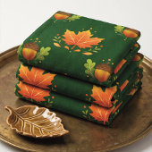 Torchon de cuisine feuille d'érable et gland vert