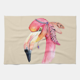 Torchon de cuisine flamant rose Boho Fiona