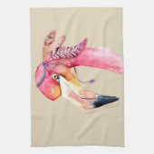 Torchon de cuisine flamant rose Boho Fiona (Vertical)