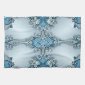 Torchon de cuisine floral orné bleu (Horizontal)
