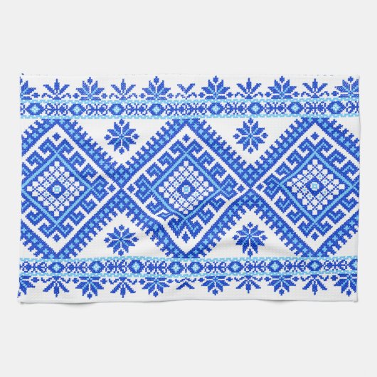 Torchon de cuisine impression croix ukrainienne bl (Horizontal)