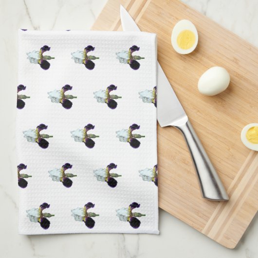 Torchon de cuisine Iris violet et blanc (Quart Plié)