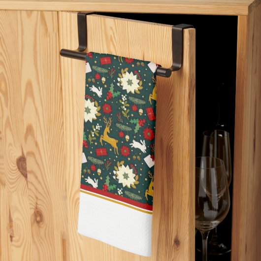 Torchon de cuisine motif de Noël (Pliage en tiers)